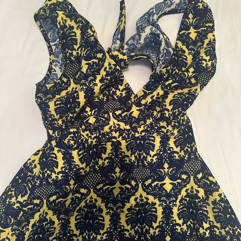 Yellow and Blue Patterned Dress